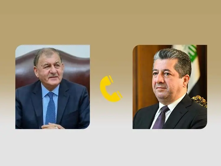 سەرۆککۆماری عێراق پیرۆزبایی لە سەرۆکی حکوومەتی هەرێمی کوردستان کرد