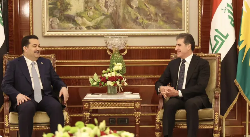 Neçirvan Barzani ve Irak Basbakani Muhammed Siya Sudani görüstü