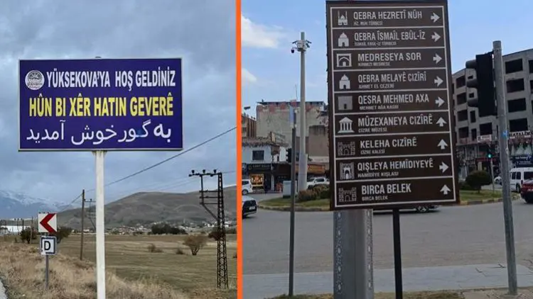 Yüksekova ile Cizre belediyelerinden Kürtçe tabelalar