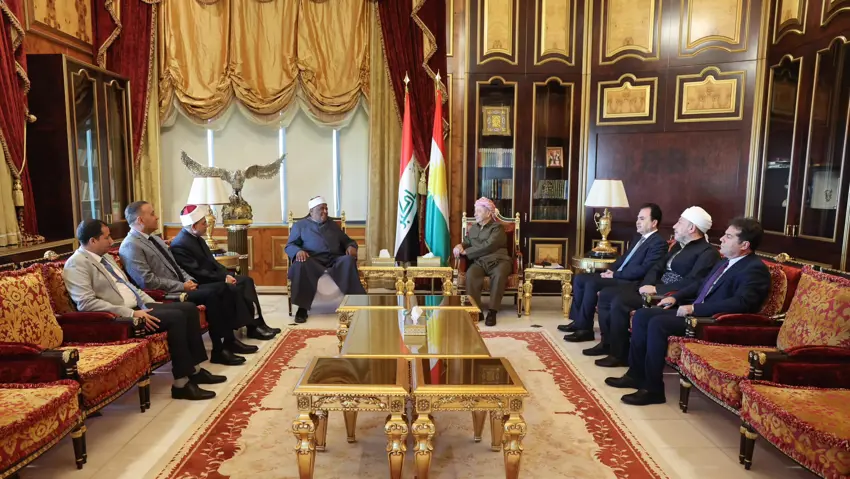 Serok Barzanî pêswaziya sandeyeke bilind a zanayên Ezherê kir