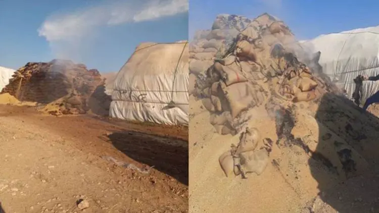 Kobani’de bugday depolarina hava saldirisi düzenlendi