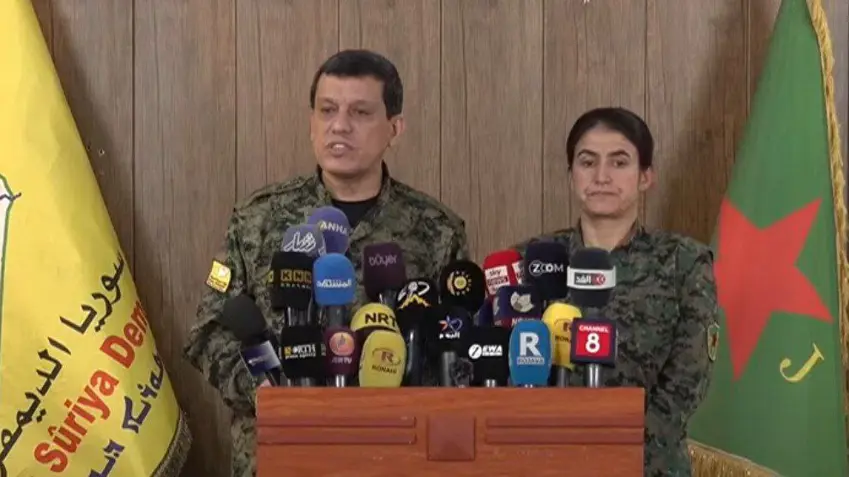 کۆنفڕانسی ڕۆژنامەوانی مەزڵووم عەبدی فەرماندەی هێزەکانی سووریای دیموکراتیک، قەسەدە و فەرماندە "ڕۆهەلات عەفرین لە حەسەکە