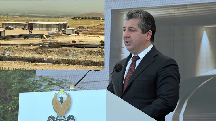 Mesrûr Barzanî li Helebceyê kevirê bingehîn ê sayloya bajêr datîne