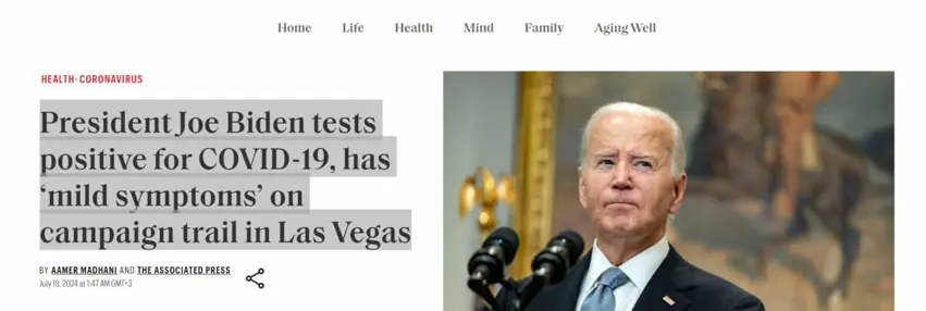 جۆ بایدن سەرۆکی ئەمریکا تووشی کۆرۆنا بووە و لە ماڵەکەی خۆی لە ویلایەتی دیلاویر خۆی کەرەنتین دەکات.