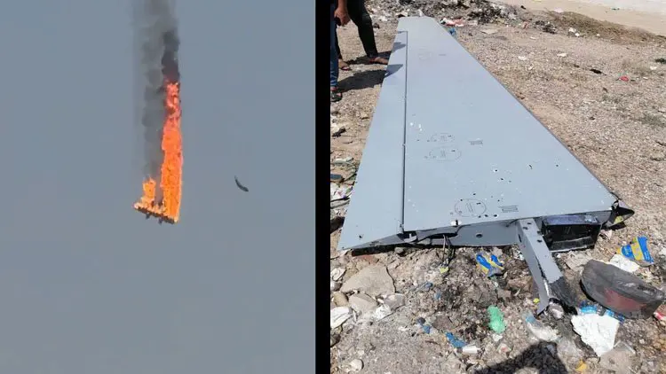 Kerkük'te yerlesim yerine üzerinde Türkçe yazilar bulunan bir IHA düstü