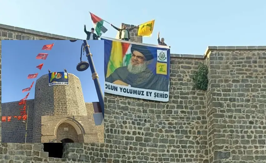 Wêneyê Nasrallah bi Sûrên Diyarbekirê ve hat daliqandin
