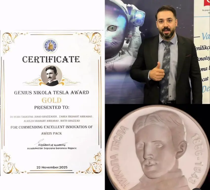 ئاكادیمیای زانستی ئەورووپا EAS خەڵاتی نیكۆلا تێسلا “٢٠٢٥ی بەخشرایە کوردێکی ڕۆژهەڵاتی