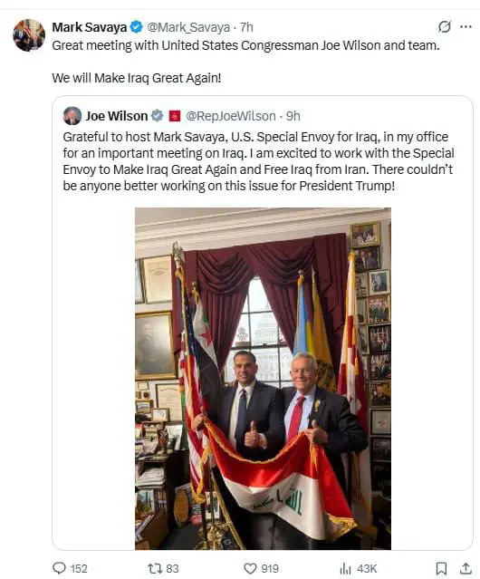 عێراق دەكەینەوە بە ووڵاتێكی مەزن و لە دەست ئێران ڕزگاری دەكەین