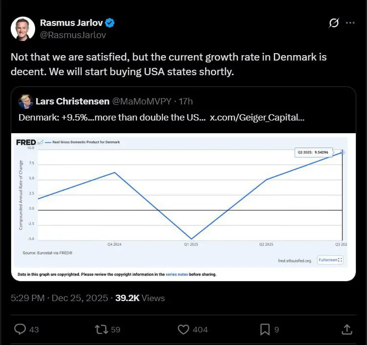 ​​​​​​​پەرلەمانتارێکی دانیمارکی پێشنیاری کڕینی ویلایەتەکانی ئەمریکا دەکات، لەکاتێک دا واشینتۆن چاوی لە گرینلاندە
