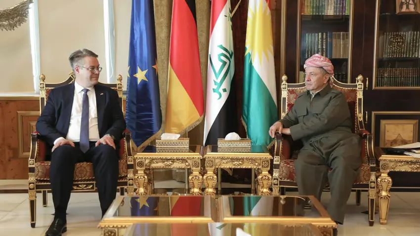 Mesud Barzani ve Alman Bakan Tobias görüstü