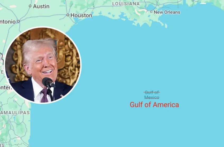 نەخشەی گووگڵ دوای فەرمانەکەی ترامپ، کەندئاوی مەکسیک دەگۆڕێت بۆ کەندئاوی ئەمریکا