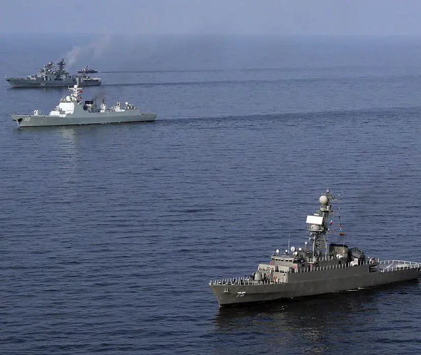 ئەنجامدانی مانۆڕێکی هاوبەشی ئەمنیەتی دەریایی ئێران، چین و ڕووسیا لە چابەهار