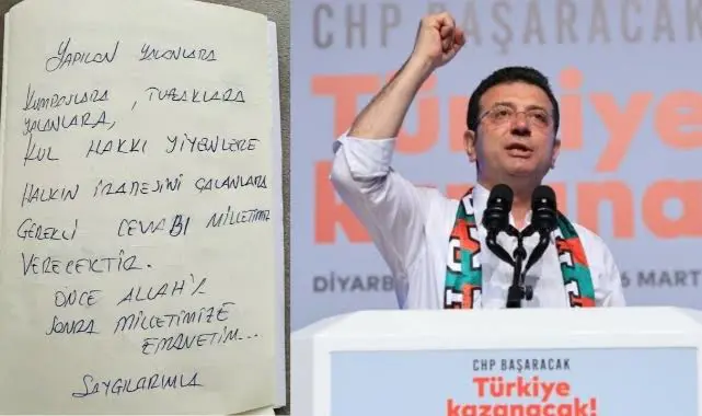 Gözaltindakaki Imamoglu'ndan ilk mesaj!