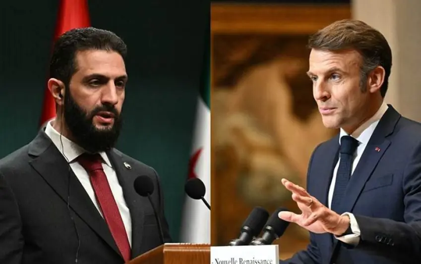 Macron û Şara civînek krîtîk li dar xistin: Yekîtîya Sûrîyê bi entegrekirina HSD ve girêdayî ye