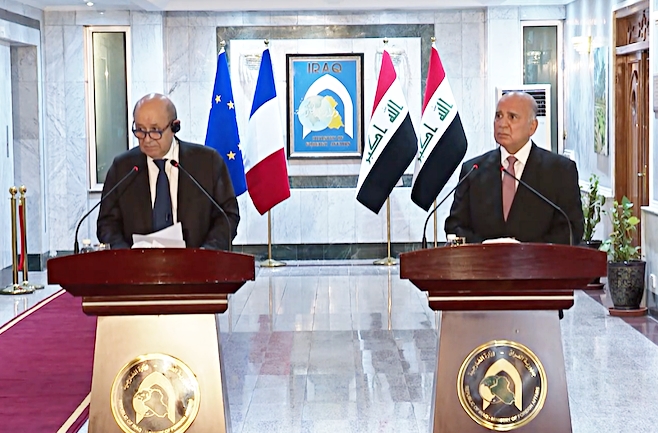 Le Drian û Fuad Husên civiyan: Divê rêz li serweriya xaka Iraqê bê girtin