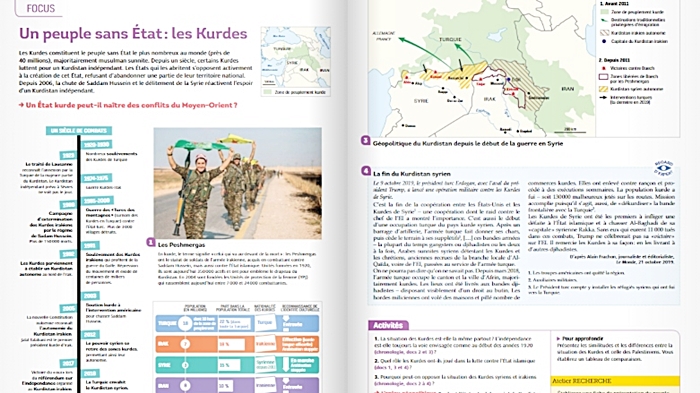 Pirtûka dersê ya Fransî: ‘40 milyon Kurd ji bo serxwebûnê têdikosin’