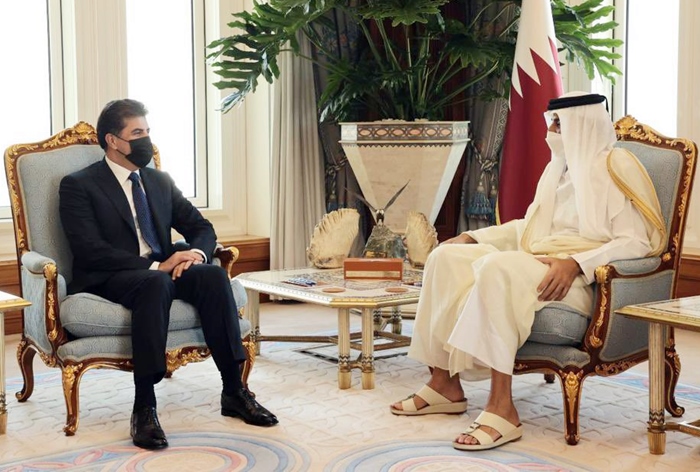 Nêçîrvan Barzanî bi Mîrê Qeterê El Sanî re civiya