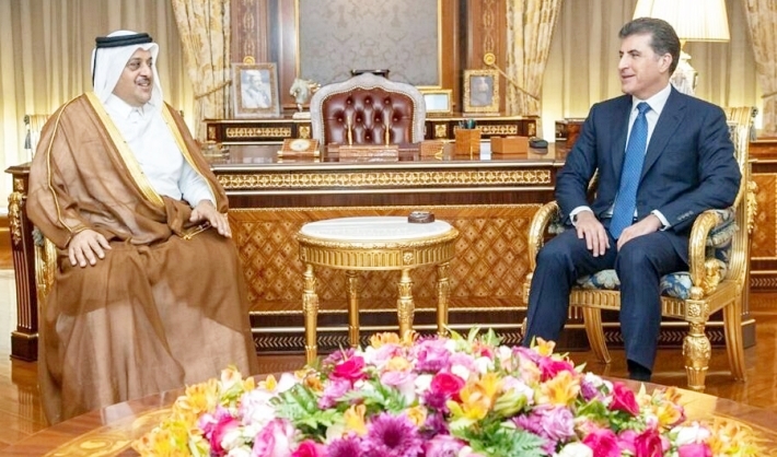 Nêçîrvan Barzanî û balyozê Qeterê civiyan: Qeter Konsulxaneya Gistî li Hewlêrê vedike