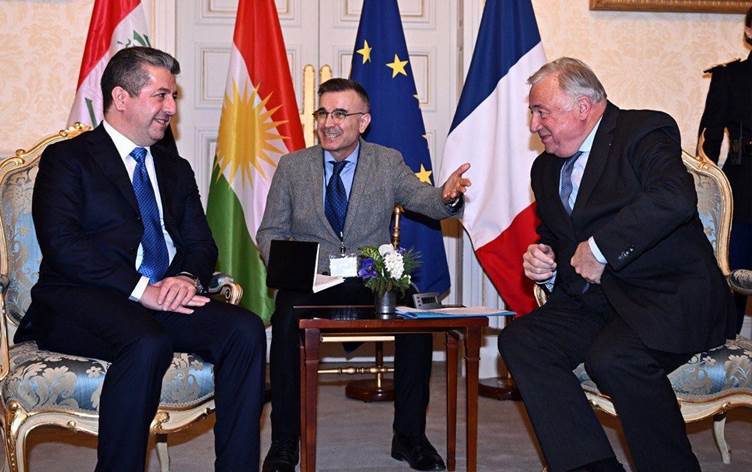 Mesrûr Barzanî bi Serokê Senatoya Fransayê civiya