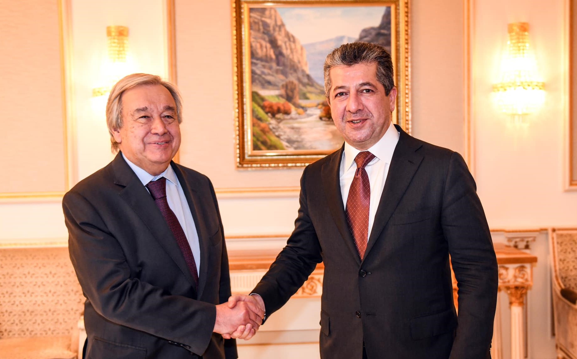 Serokwezîr Barzanî bi sekreterê gistî yê NY Guterres re li Davosê civiya