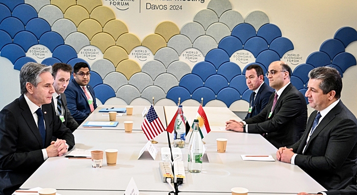 Mesrûr Barzanî û Blinken li Davosê civiyan: 'Biden êrîsên ser Kurdistanê wek metirsiyeke cidî dibîne'