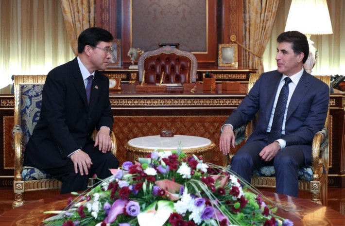 Nêçîrvan Barzanî û balyozê Kore ya Basûr civiyan