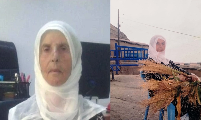 Pîrejina Kurd a 70 salî ji ber pankartekê sandin girtîgehê