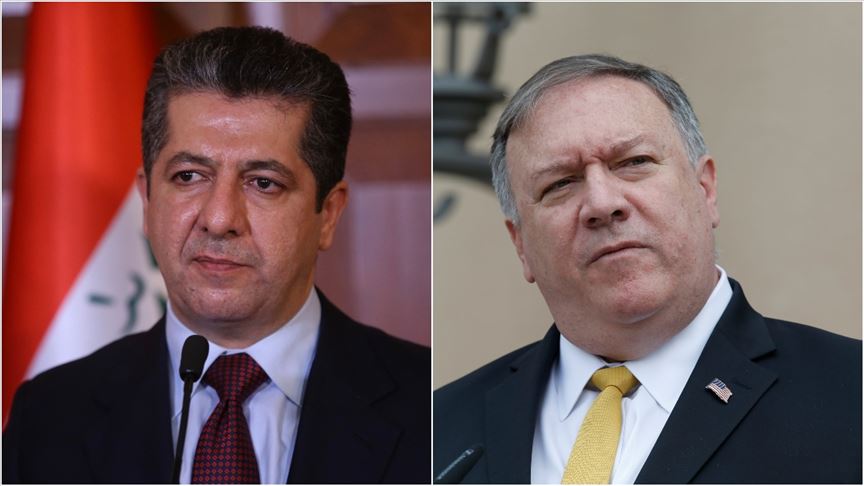 Basbakan, Pompeo ile Erbil-Bagdat müzakerelerini görüstü