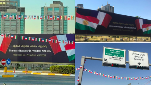 Macron’un baskent ziyareti öncesi Erbil sokaklari, Kürdistan ve Fransa bayraklariyla donatildi