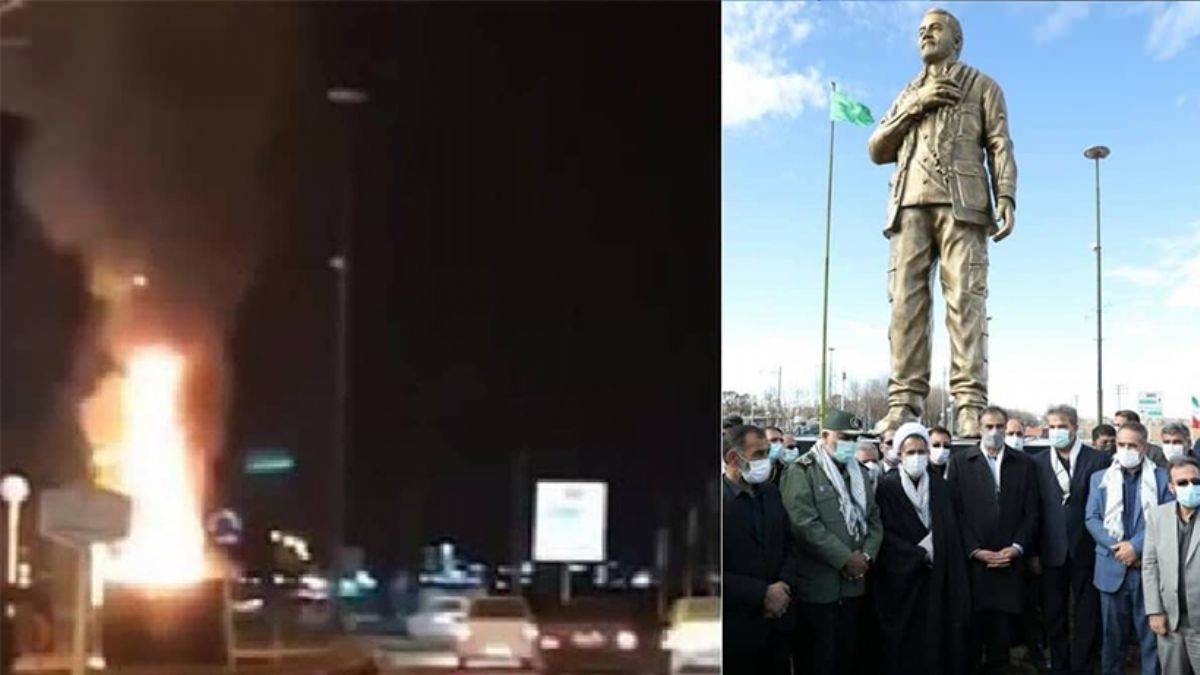 Iran | Kasim Süleymani’nin heykeli atese verildi