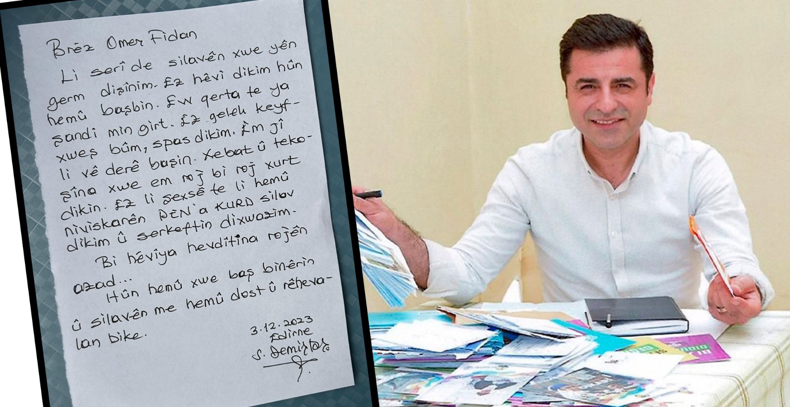 Kürtçe ögrenen Demirtas ilk mektubunu yazdi