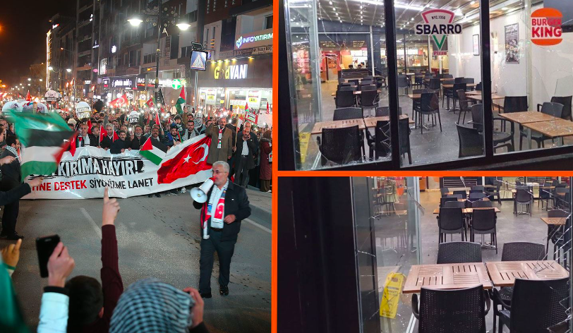 Wan | Di xwepêsandana pistevaniya Filîstînê de êrîsî restorana hamburgeran kirin