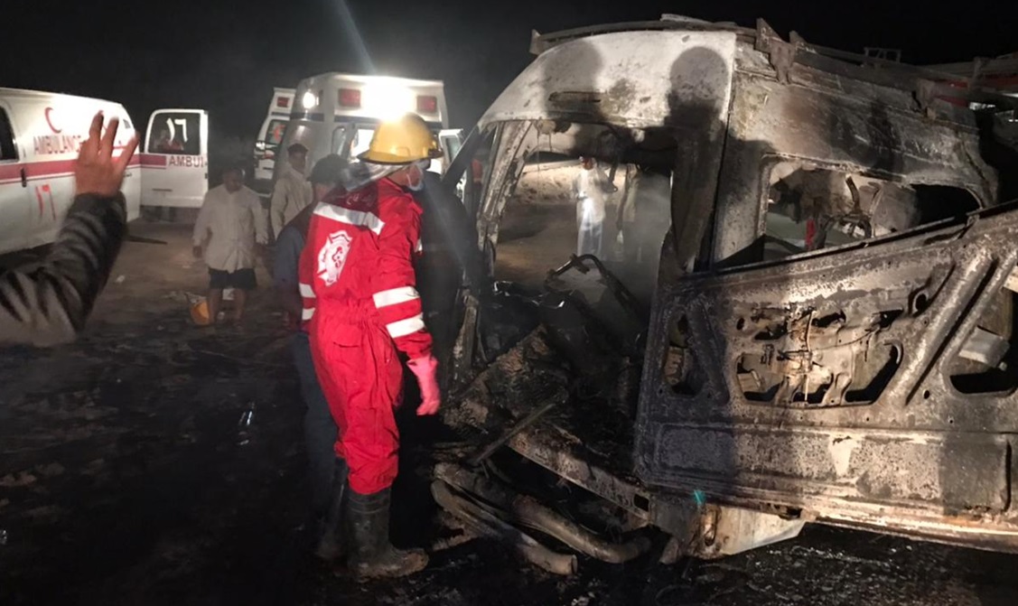 عێراق/ بە هۆی ڕووداوێکی هاتووچۆوە ١٤ کەس سووتان