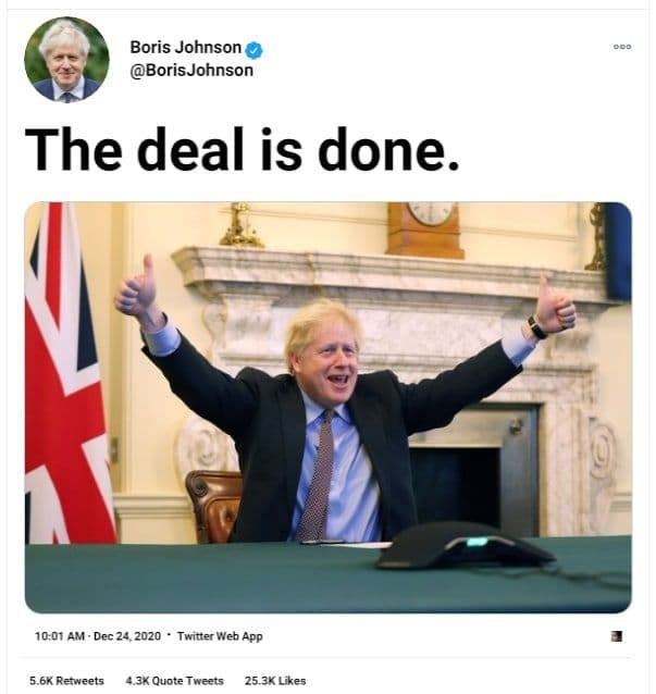 بەریتانیا و یەکیتی ئەورووپا لە سەر پەیمانی تیجاری دوای بێرگزیت گەیشتنە ڕێکەوتن