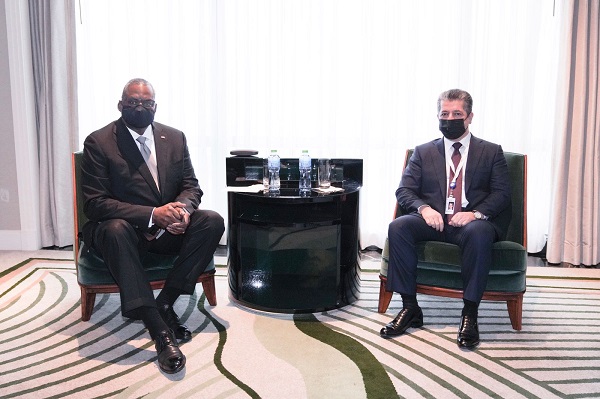 مەسروور بارزانی  سەرۆکی حکوومەتی هەرێمی کوردستان لە گەڵ وەزیری بەرگری ئەمریکا کۆدەبێتەوە