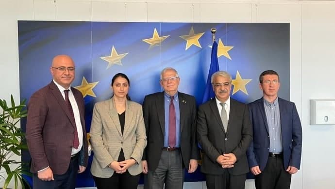 هاوسەرۆکى هەدەپە لەگەڵ بەرپرسى سیاسەتى دەرەوەى یەکیتى ئەورووپا کۆبووەوە