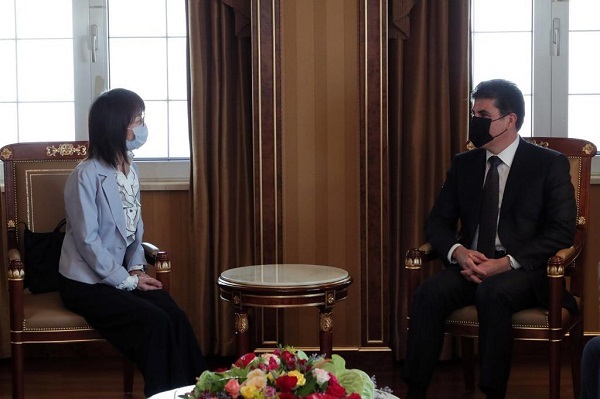 نێچیرڤان بارزانى پێشوازى له‌ به‌رپرسى نوێى نووسینگه‌ى كونسولگه‌ری ژاپۆن ده‌کات