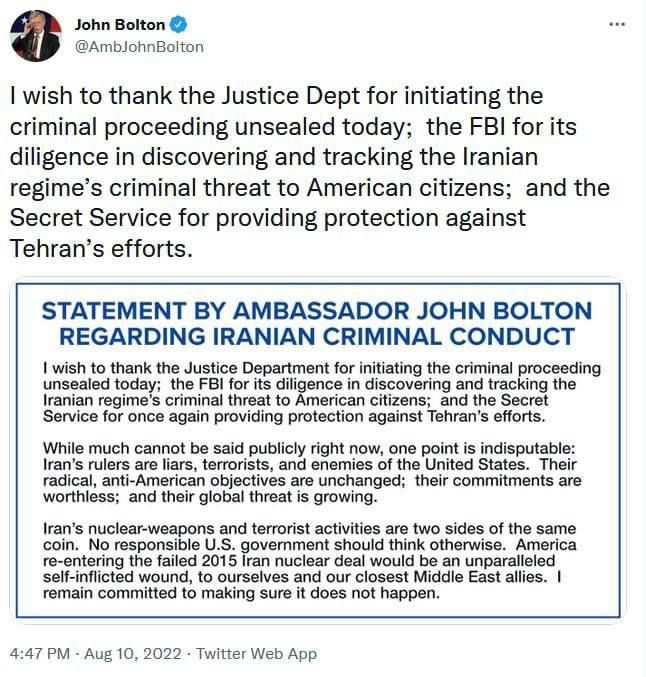 جۆن بوڵتون باس لە چۆنیەتی هەوڵدانی ئێران بۆ تیرۆرکردنی دەکات