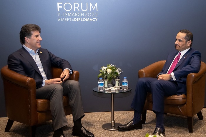 نێچیرڤان بارزانى دیدارێكى له‌گه‌ڵ وه‌زیرى ده‌ره‌وه‌ى قه‌ته‌ر ئه‌نجام دا