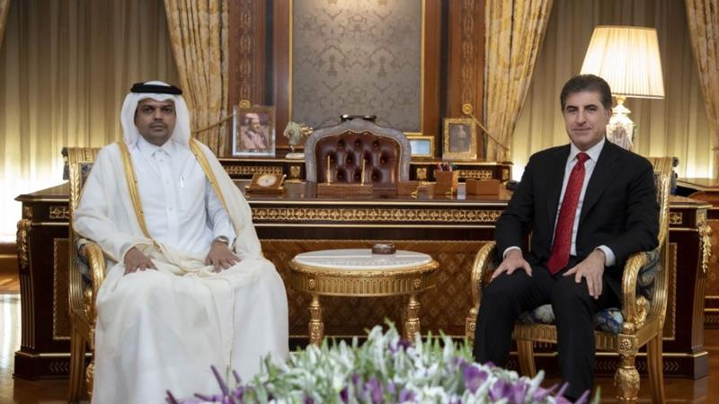 نێچیرڤان بارزانی‌ پێشوازی‌ له‌ كۆنسوڵی‌ گشتیی‌ قه‌ته‌ر كرد