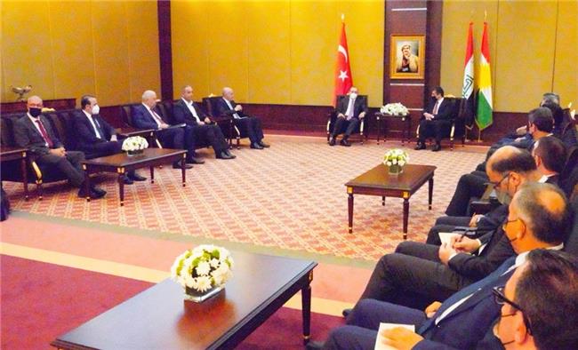مەسروور بارزانی سەرۆکی حکوومەتی هەرێمی کوردستان پێشوازی لە وەزیری بازرگانی تورکیا و شاندی یاوەری کرد