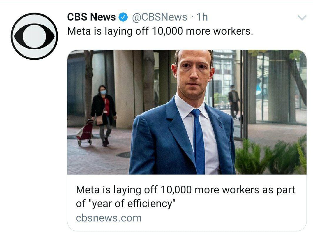 کۆمپانیای مێتا ، خاوەنی فەیسبووک و ئینستاگرام ، ١٠ هەزار فەرمانبەری خۆی لە کارەکانیان دوور خستەوە