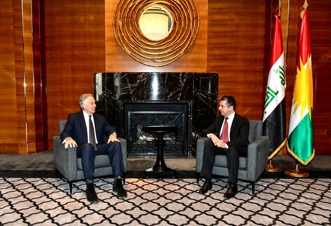 مەسروور بارزانی سەرۆکی حکوومەتی هەرێم پێشوازی لە تۆنی بلێر سەرۆک وەزیرانی پێشووتری بەریتانیا کرد