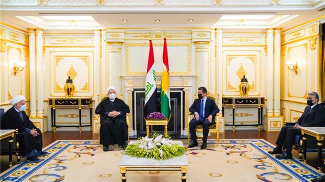 مەسروور بارزانی سەرۆکی حکوومەتی هەرێمی کوردستان پێشوازی لە شاندێکی باڵای ئەنجوومەنی باڵای ئیسلامی عێراق دەکات